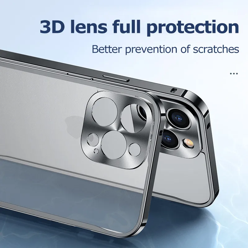 Luxe Electroplated Metal Frame Case Voor Iphone 11 12 13 Pro Max 12 13 Mini Acryl Terug Plaat Lens Beschermende cover Phone Case