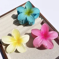 Hawaiian Gradient Flower Hair Claw Clip - Large Bohemian Hair Accessory (Set - 4)