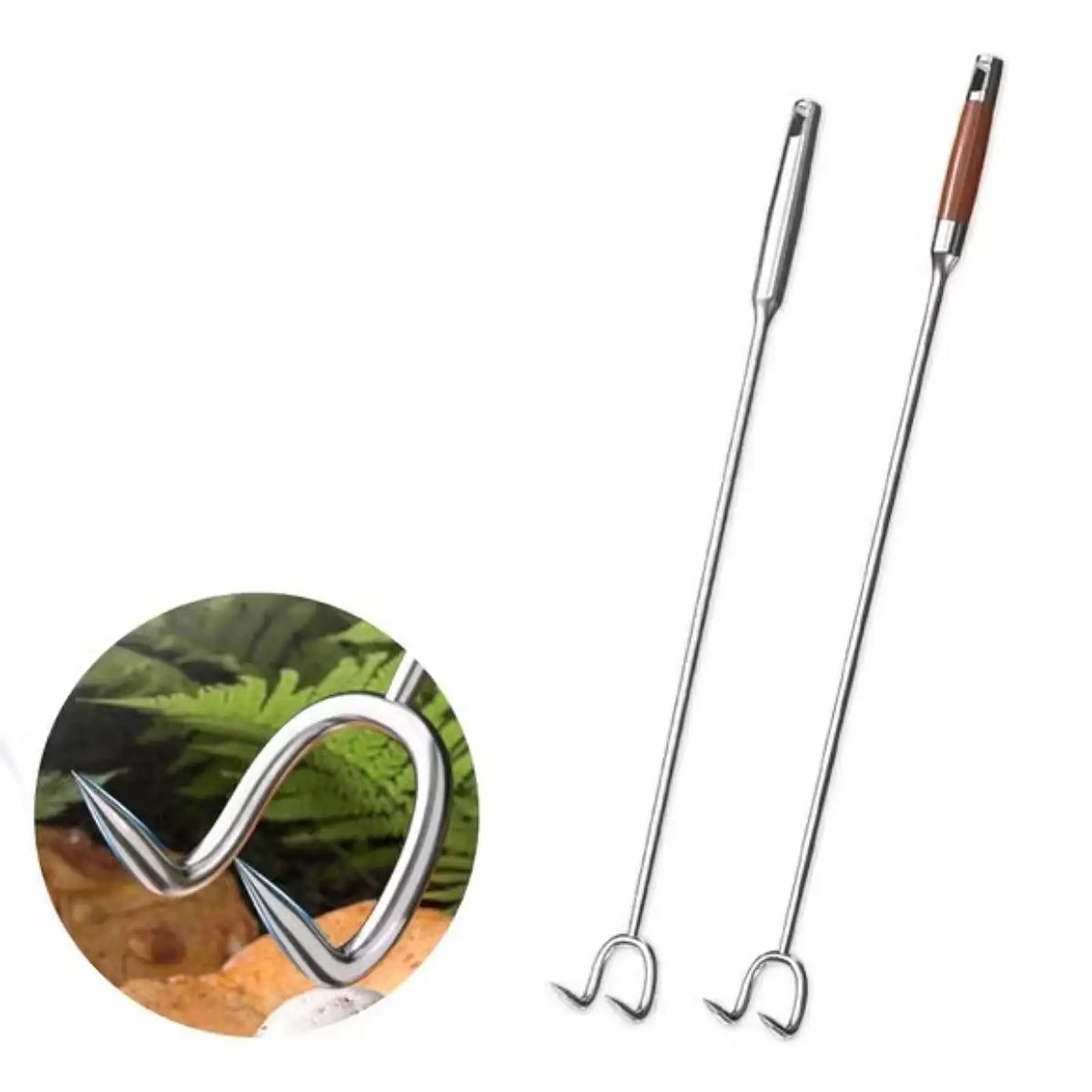 Mushroom Picking Tool Stainless Steel Adjustable Extendable Two Prong Hook Mushroom Foraging Picker Telescopic Pick up Tool Mushroom Picking Tool Stainless Steel Adjustable Extendable Two Prong Hook Mushroom Foraging Picker Telescopic Pick up Tool