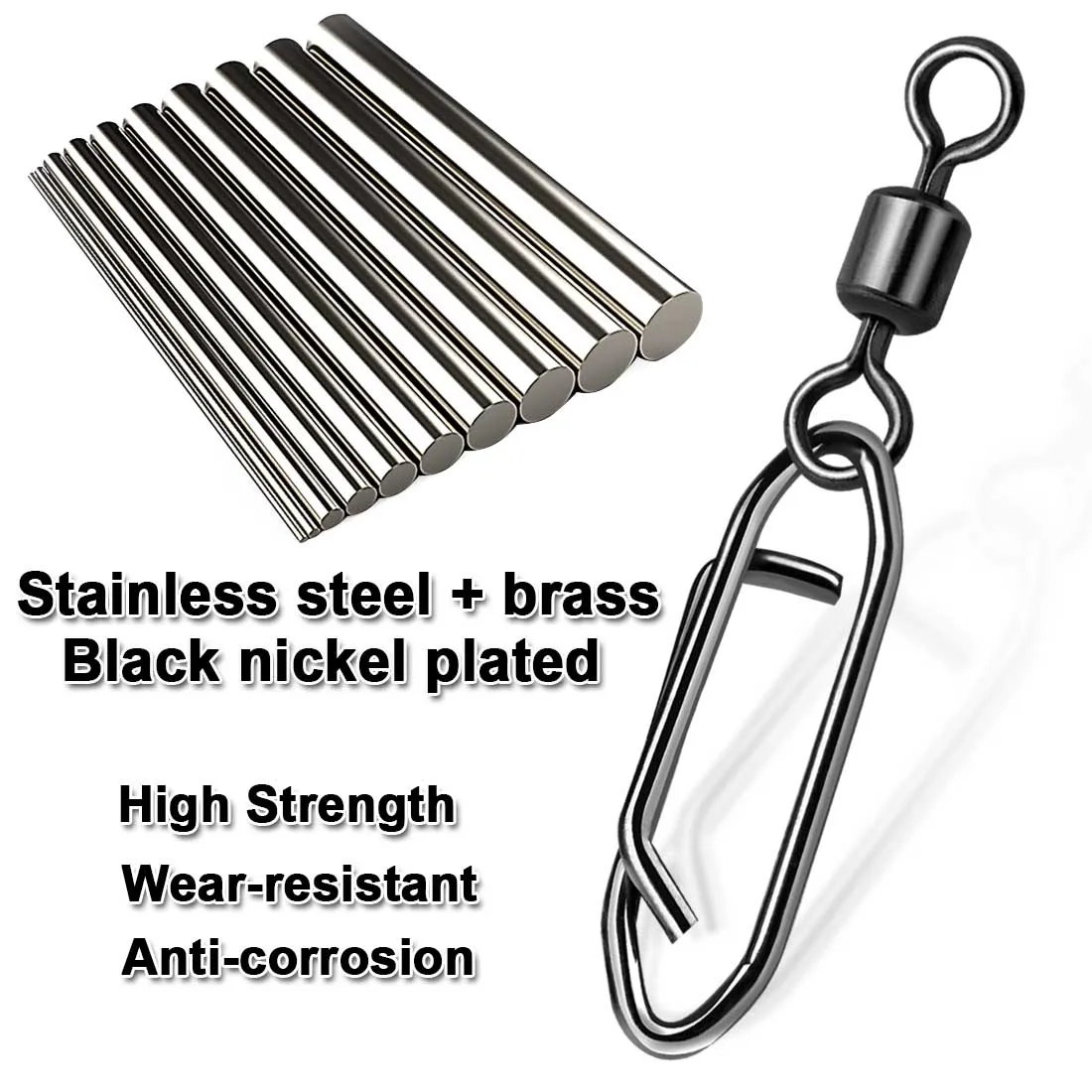 Fishing Clips Quick Change Snap Swivels Saltwater Freshwater Barrel Swivel Speed Clips 50pcs
