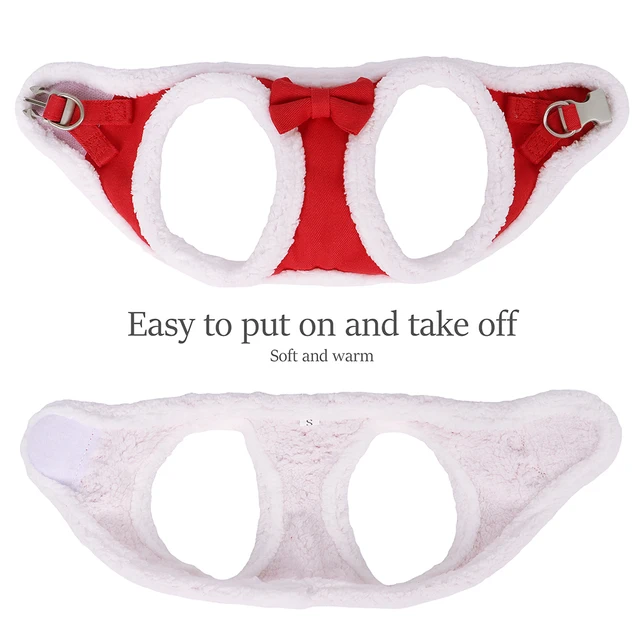 Winter Warm Dog Harness Leash Set Soft Fleece Pet Harness Vest With Cute Bowtie for Small Medium Dogs Chihuahua Walking Belt 3