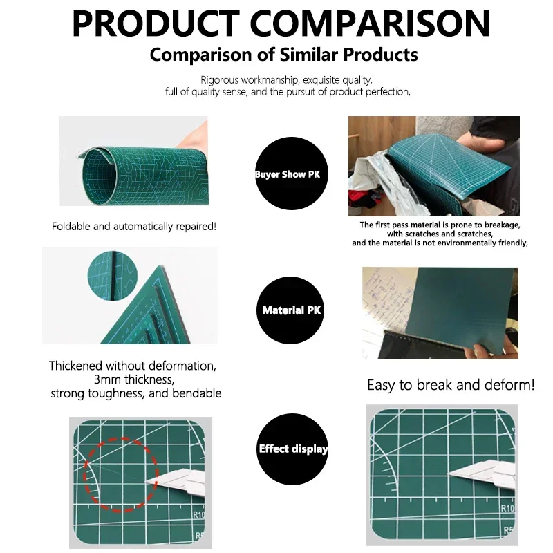 1pc Large Cutting Mat Self Healing Double Side A3 A4 Cutting Pad for Crafting Silhouette Green Sewing Cutting Mat 4