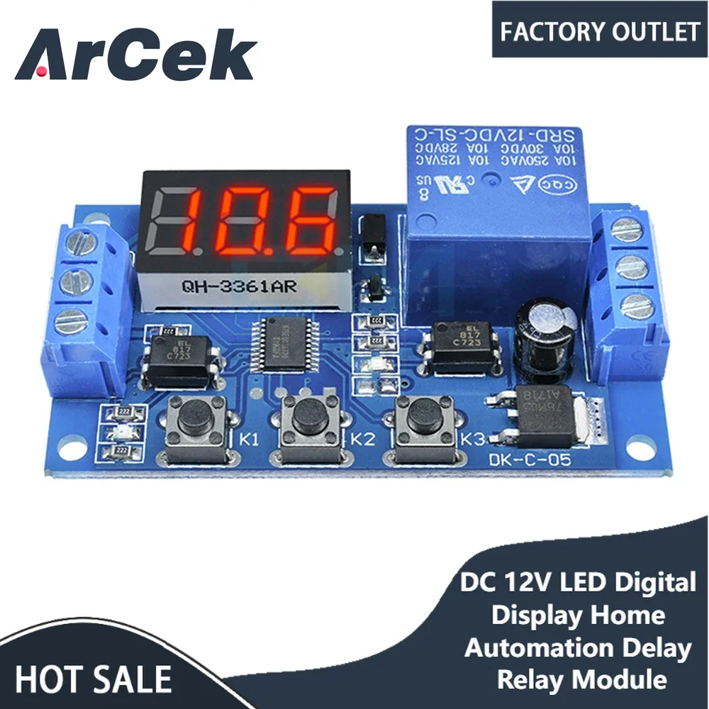 DC 12V LED Digital Display Home Automation Delay Relay Trigger Time Circuit Timer Control Cycle Adjustable Switch Relay Module