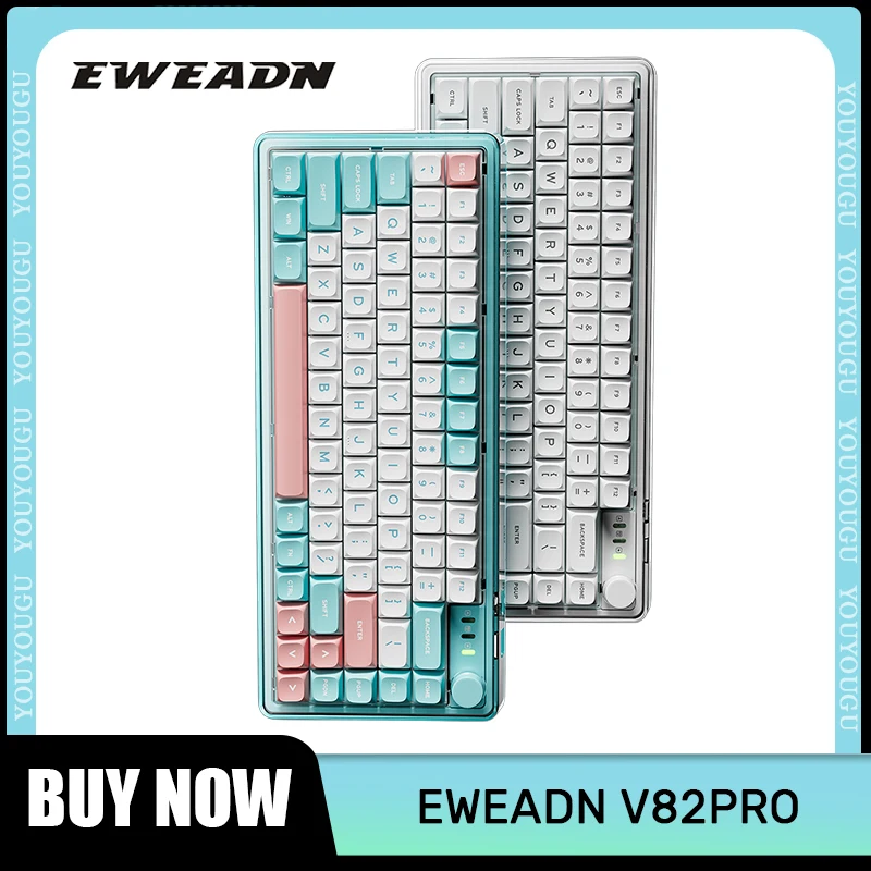 

Механическая игровая клавиатура Eweadn V82pro, беспроводная клавиатура с Bluetooth, 3 режима, 75% клавиши PBT, клавиши с горячей заменой Rgb, Hifi, Офисная игровая клавиатура на заказ