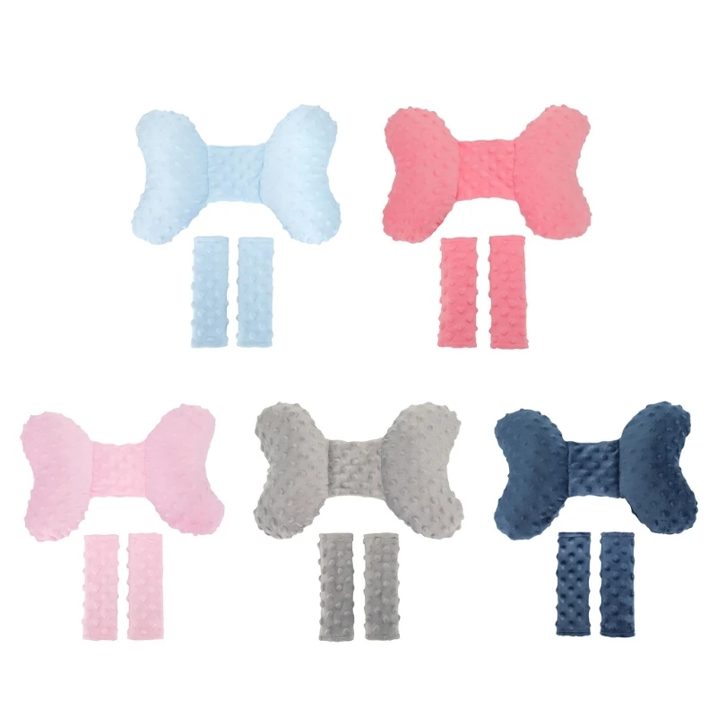 

67JC Portable Baby Car Head Support Pillow & Strap Covers Newborn Infant Soft Headrest Neck Cushion for Carseat Stroller
