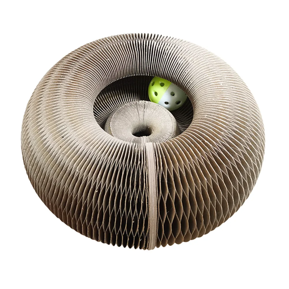 cat tunnel Round Cats Scratching Board With Toy Bell Ball Pet Supply Kitten Toy Folding Corrugated Cats Nest Magic Organ Cats Scratch Board rabbit toys