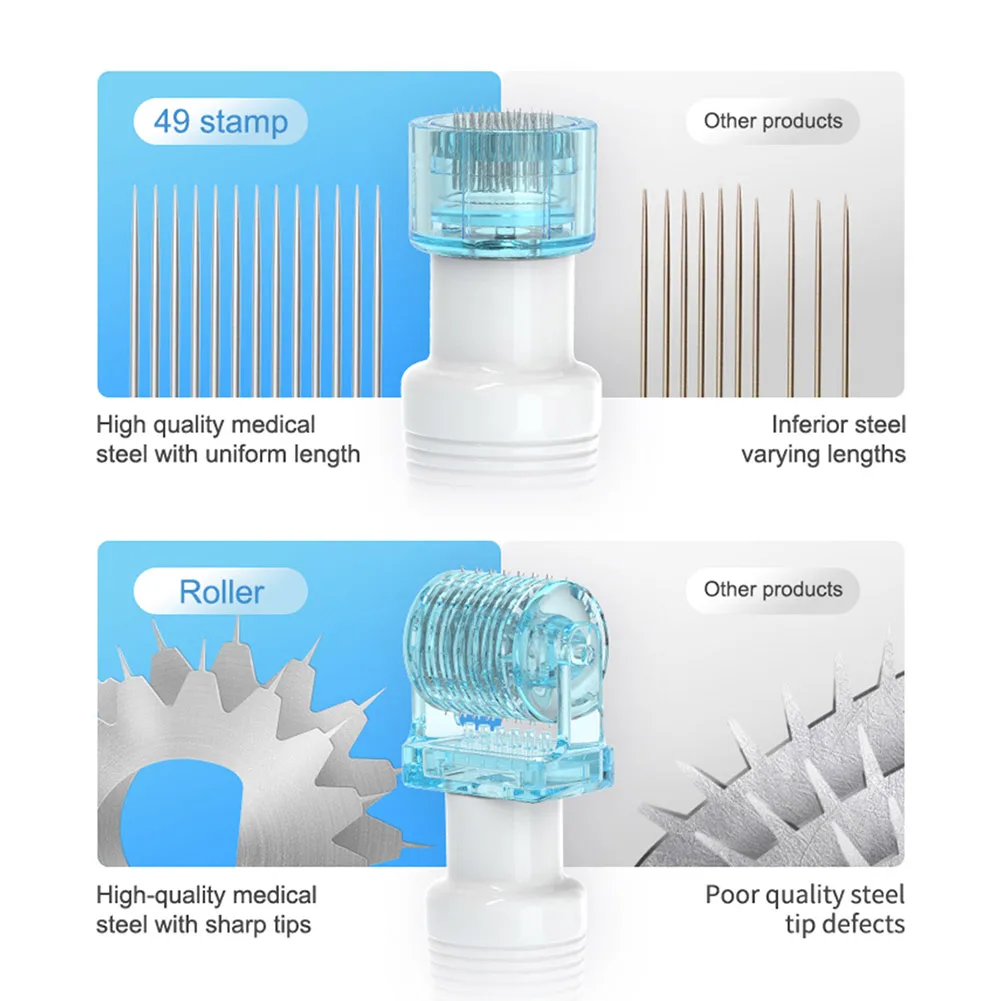 3in1 Derma Roller Stamp 3in1 S1 Derma Roller Stamp Microneedle Dermastamp 49pin 64pin 112pin Replace Head Cartridge Tips Needle Dermaroller Beauty Skin