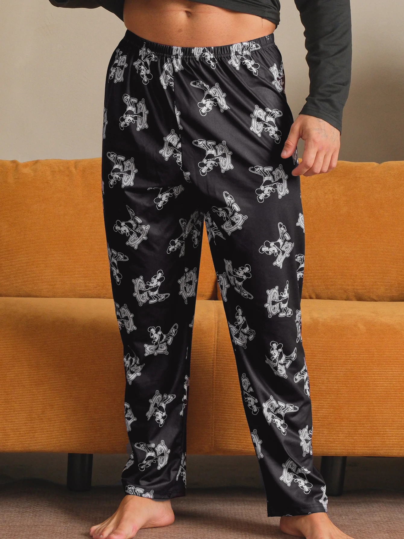 1 pack Men's pajamas long pants for autumn and winter printed casual home pants