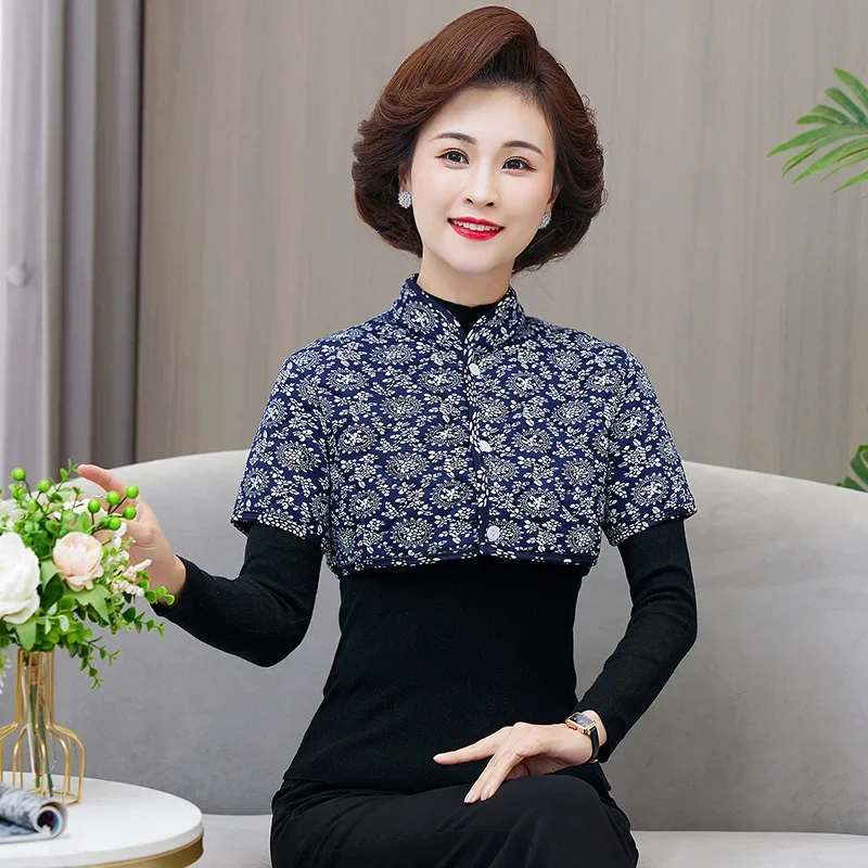 Autumn/Winter Warm Shoulder Vest Fleece-Lined Thick Short Sleeves Neck Protection Cushioning For Middle-Aged And Elderly Sleepin