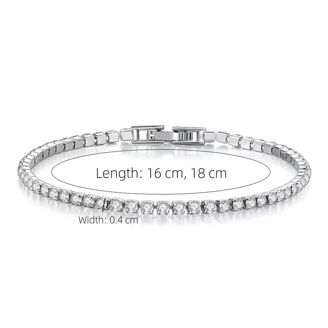 Stainless Steel Gold/ Silver Color 4mm Zirconia Chain Tennis Bracelets for Women 16/18 cm Wristband Pulsera Luxury Jewelry Gifts 6