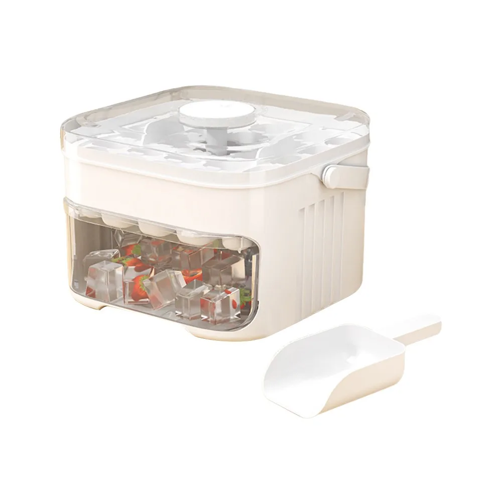 صانعة ثلج 50 مكعب طبقة مزدوجة بغطاء ضغط سهل وصندوق...