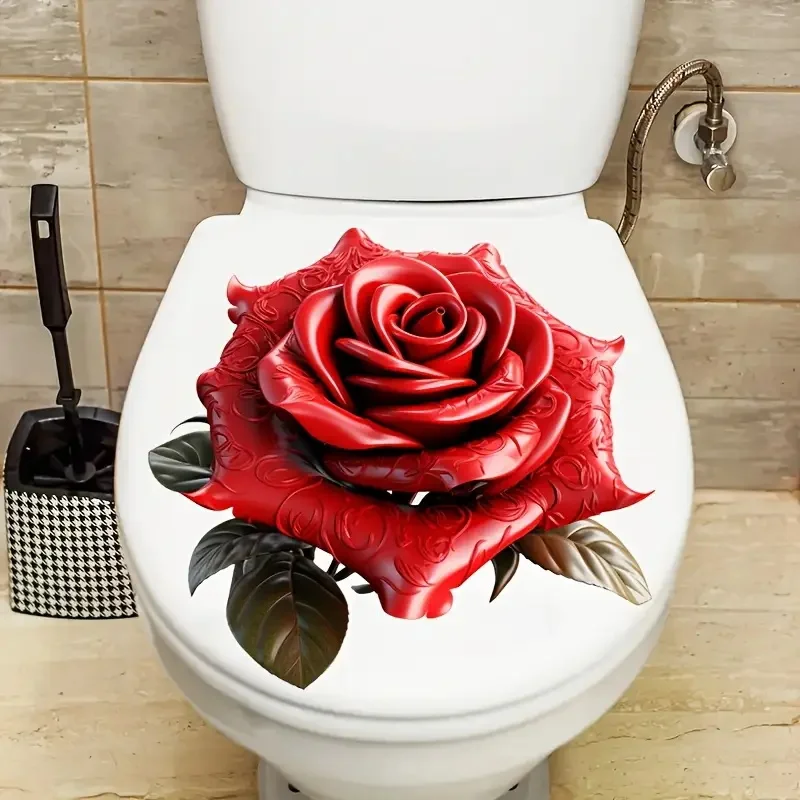 Toilet Stickers Vinyl Stickers Self-Adhesive Removable Reusable PVC Wall Decal for Toilet Lid Bathroom Decor