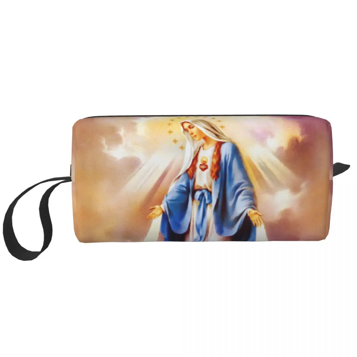 

Catholic Virgin Mary Travel Cosmetic Bag for Women Our Lady of Guadalupe Makeup Toiletry Organizer Lady Beauty Storage Dopp Kit