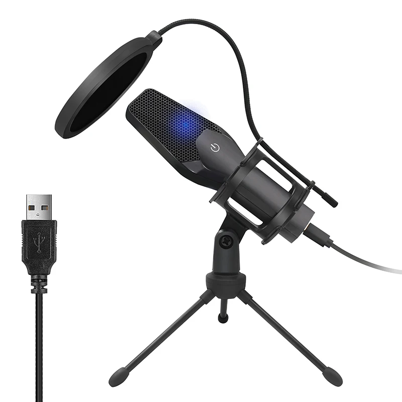 microphone for computer USB Studio Condenser Computer Microphone Kit With Stand Mic Windscreen Filter Cover Desktop Tripod for Gaming Streaming  YouTube wireless microphone Microphones