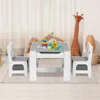 AOOU Kids Table and 2 Chairs Set, 3-in-1 Wooden Activity Table, w/Detachable Storage Drawer, Drawing Reading Black Board Desk 1