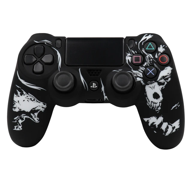  BRHE - Funda protectora de silicona con agarre antideslizante  para PS4 Slim/PS4 Pro Wireless/Wireless/Wired Gamepad con 2 tapas de agarre  de pulgar talladas de dragón : Videojuegos