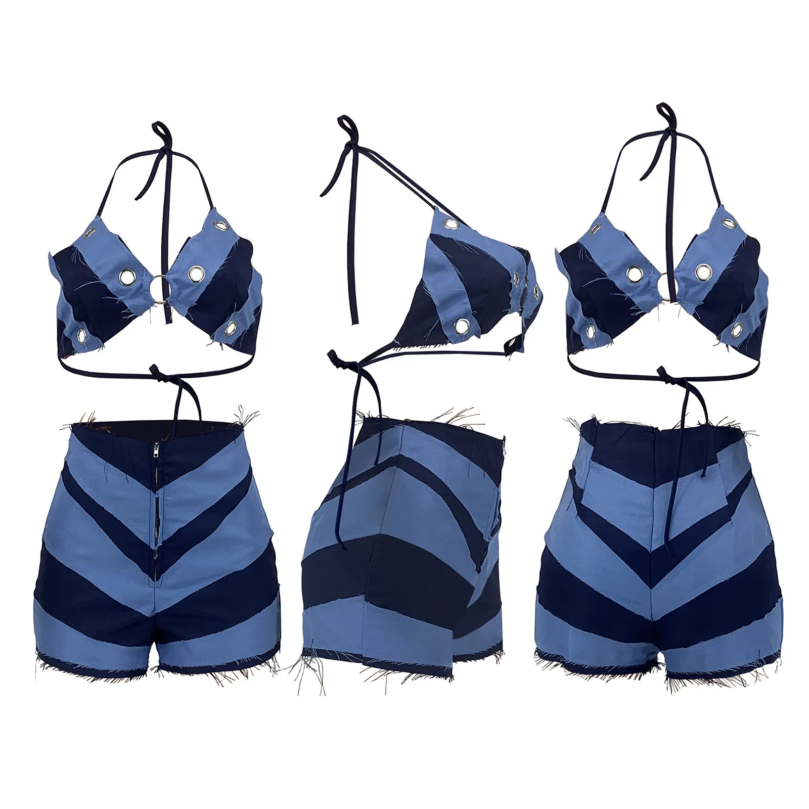 Women Summer Sling Crop Top Bra & Shorts 2 Piece Set Ladies Sexy Sports Wear Yoga Jogging Two-Piece Set
