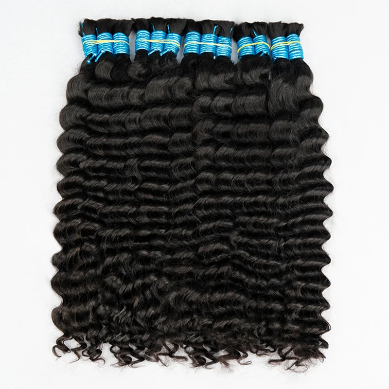 Virgin Curly Bulk Hair Extensions For Boho Braids Human Braiding Bulk No Weft 10A 50g 100g 300g Italian Curl Deep Wave