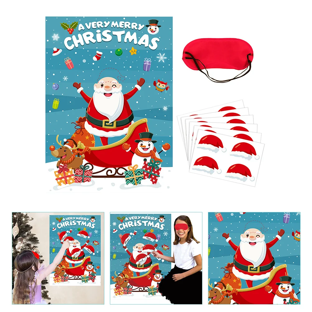

1 Set Xmas Santa Clause Poster Portable Game Props Kids Christmas Party Supplies