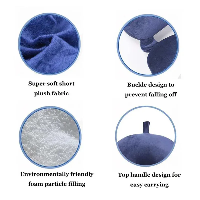 Travel Pillow Neck Pillow Airplane Traveling Car Home Office Flight Snap Strap Soft Cover 1pc