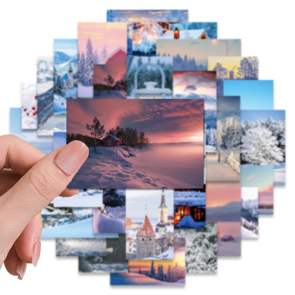 Snow Scenery Stickers 50PCS for Luggage Skateboard Guitar Laptop Waterproof Scrapbook Decals