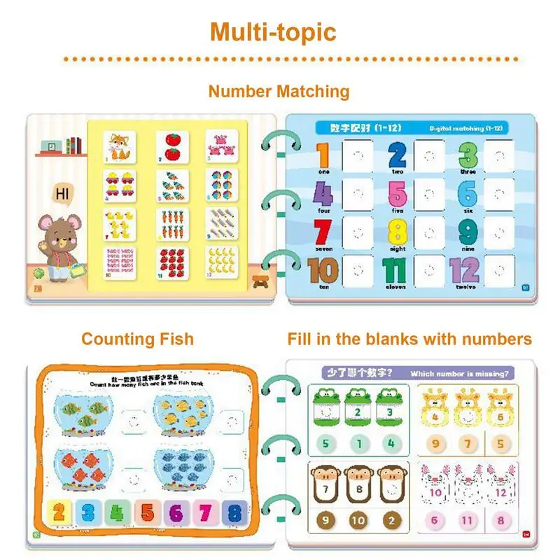 Maluch książki aktywności książki edukacyjne dla dzieci w wieku 3-6 lat książki sensoryczne liczba zwierząt Puzzle do układania zabawka edukacyjna