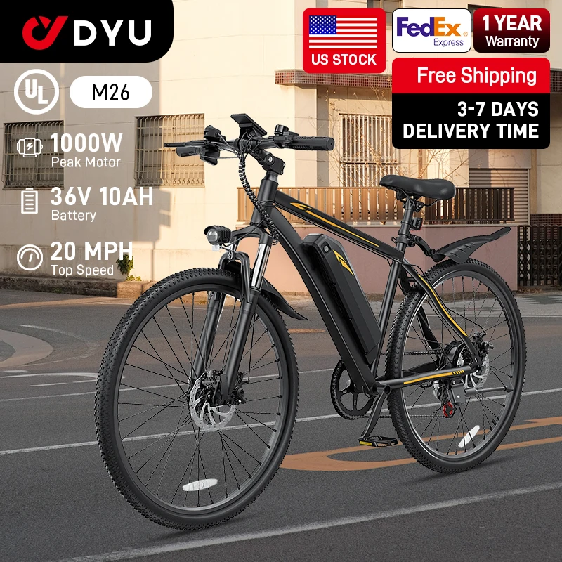 DYU M26 1000W Peak Electric Bike 26” UL2849 1