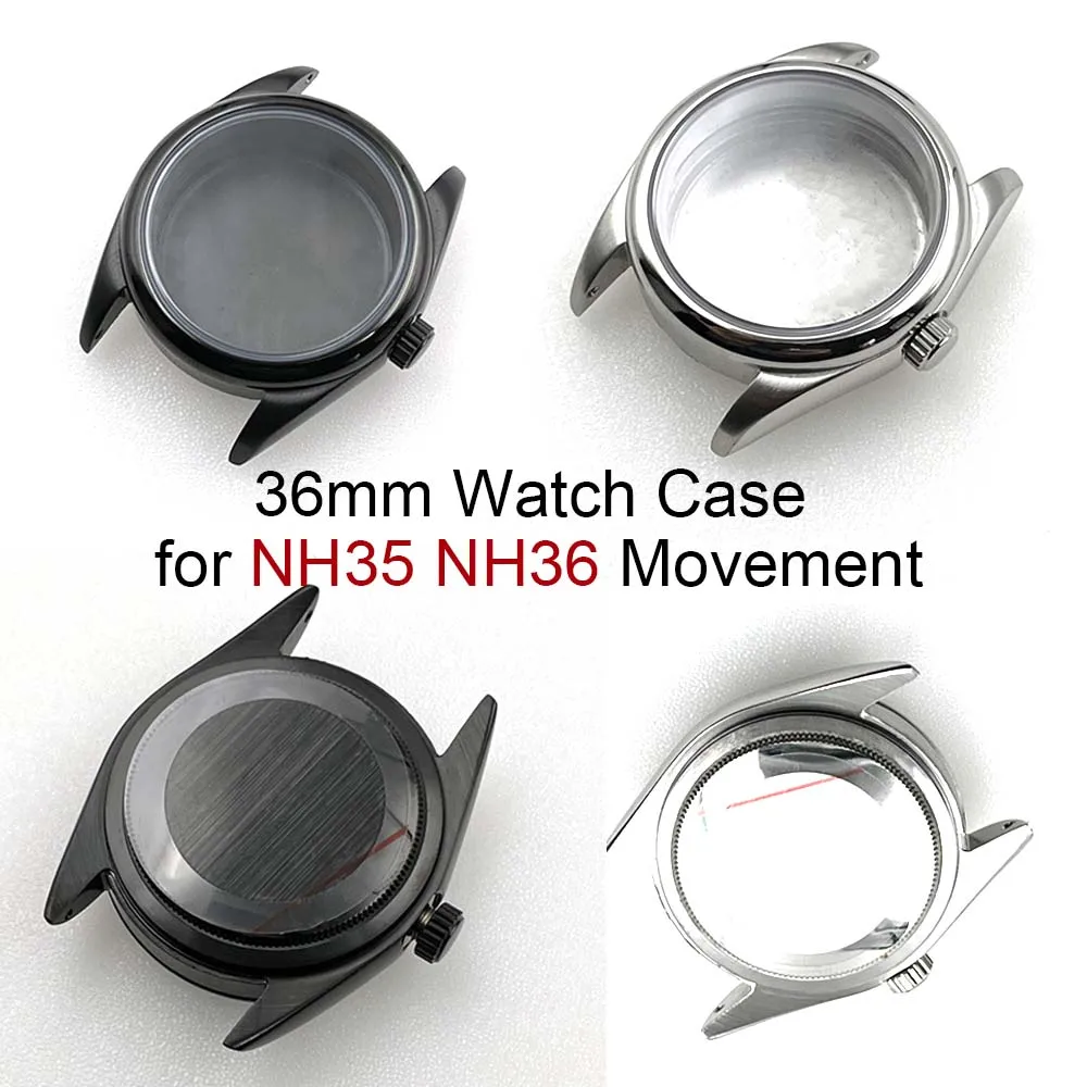 36mm Watch Case for NH35 NH36 Movement Diving Watches Modified Part Stainless Steel Case
