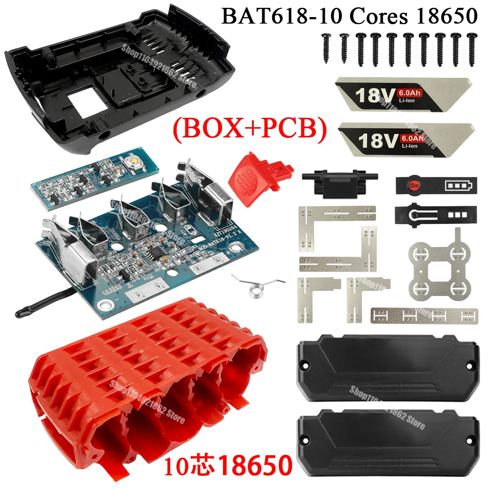 กล่องพลาสติกสำหรับแบตเตอรี่ลิเธียม BAT618 พร้อมแผงวงจรป้องกันการชาร์จสำหรับแบตเตอรี่ Bosch 18V 1