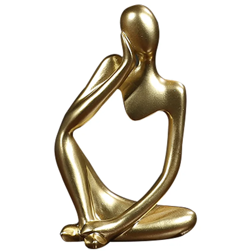 

Resin Gold Thinker Abstract Statues Sculptures Yoga Figurine Nordic Living Room Home Decor Decoration Accessories Desk Ornaments