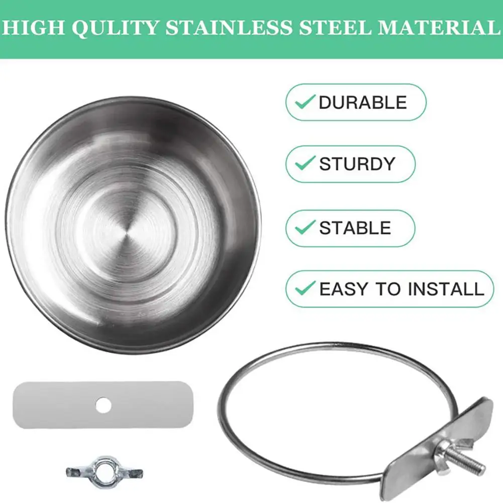 Pet Feeder Stainless Steel Anti-gnawing Food Water Feeding Bird Cup Bird Supplies For Parrot Myna Cat Dog parrot feeder bird feeder parrot feeding bowl