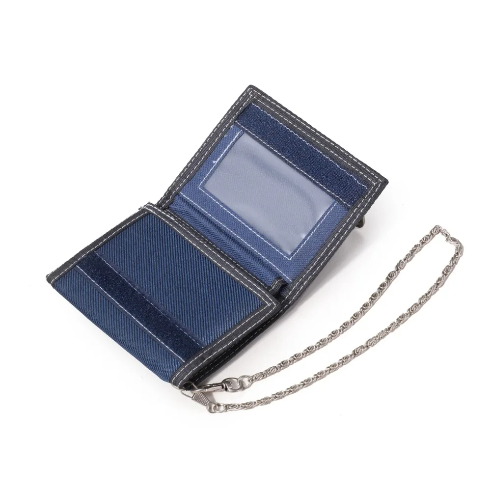 Tragbare Leinwand Stoff Männer Brieftaschen Reißverschluss mit Kette Geldbörse Multi-karten Slots Männliche Geld Tasche Jungen – Detail 4