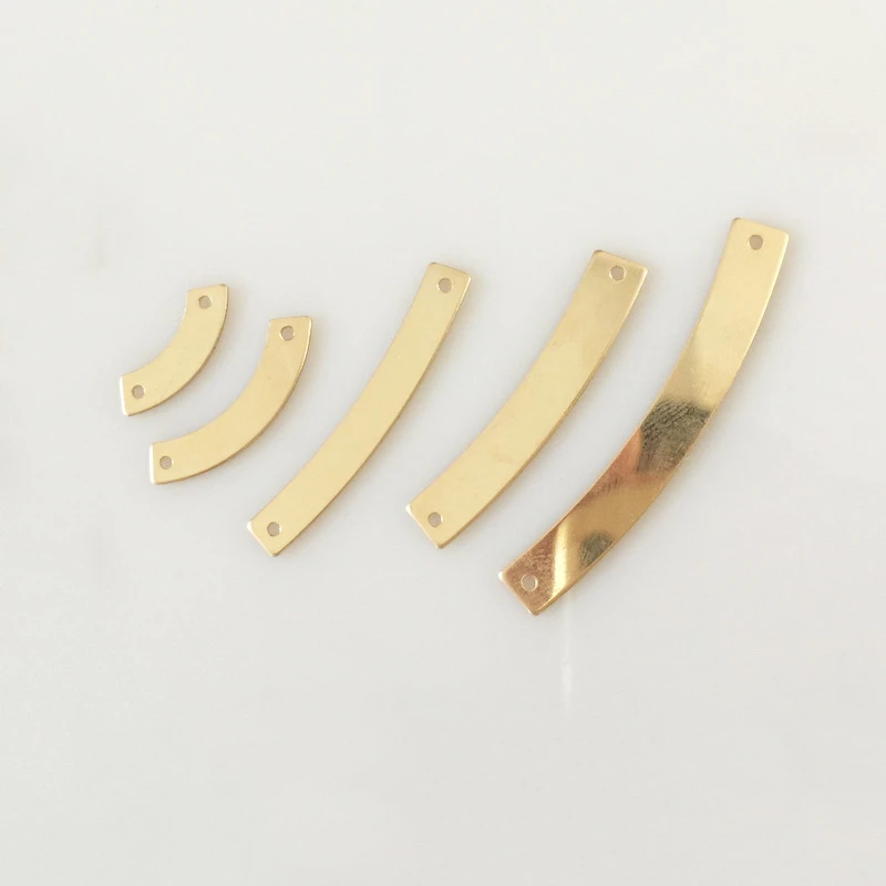 14K Gold Filled Curved Bar with Hole Gold Charm Handmade DIY Pendant Jewelry Accessories for Bracelet Necklace Jewelry Findings