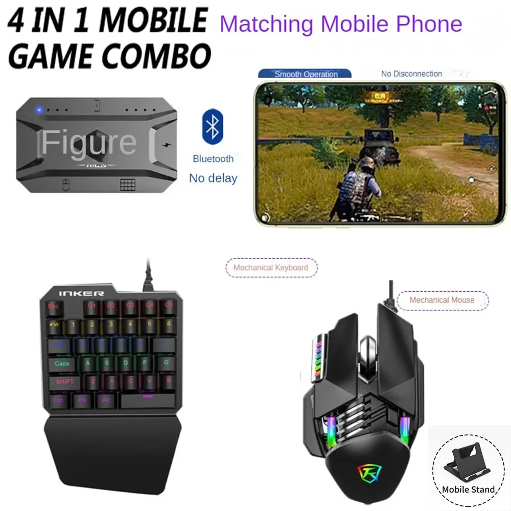 

Plug and Paly Gamepad PUBG Mobile Controller Gaming Keyboard Mouse Converter For Android Phone Adapter for IOS Support Bluetooth