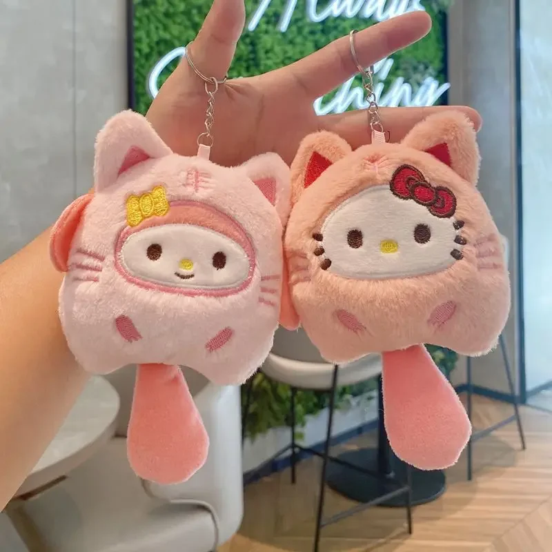 Cartoon Hello Kitty Doll Figure Keychain Lucky Cat Lollipop Sanrio Ouou Cinnamon Dog Pendant Kuromi Doll Hellokitty Plush Doll sanrio hellokitty mymelody kuromi purin cinnamoroll marudata cable protective sleeve anti break apple android charging cable