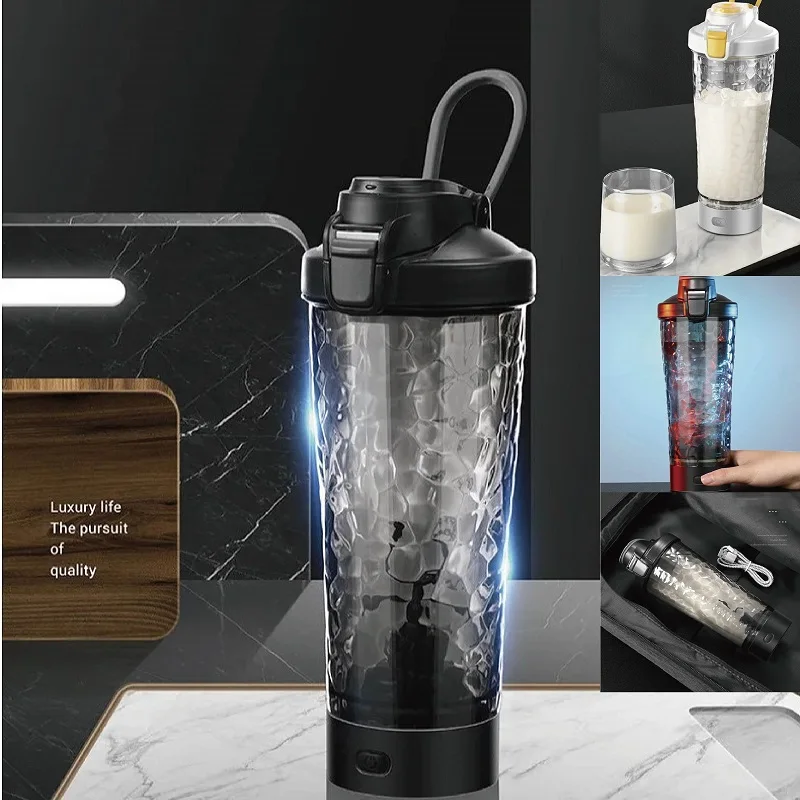 

700ml Electric Coffee Mixing Cup Large Capacity Fitness Wireless Protein Powder Sports Water Cup Portable Milkshake Shaker Cup