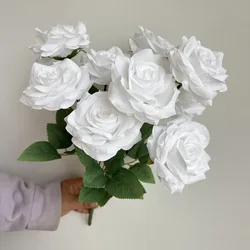 Diamond Roses Bouquet - Elegant Artificial Flowers for Home and Wedding Decor (Pure white)
