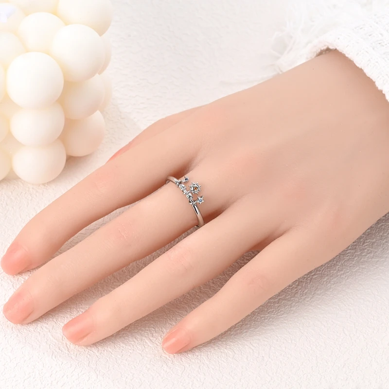Rings For Women 925 sterling Silver Luminous Starmoon Snowflake Zircon ring Fashion engagement wedding jewelry gift 6