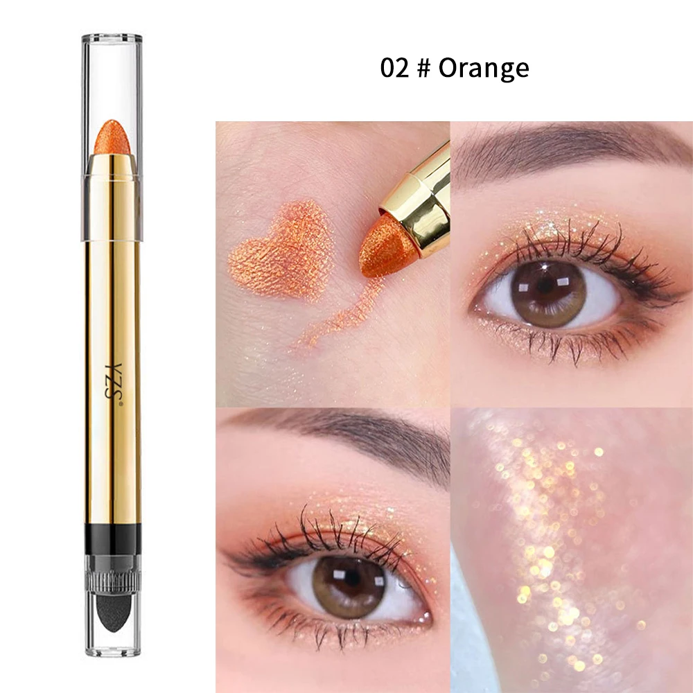 Eye Shadow Eyeshadow Stick Eye Shadow Stick-Pearlescent Highlighter Eyeshadow Pencil 2in1 Long Lasting Glitter Shimmer Waterproof