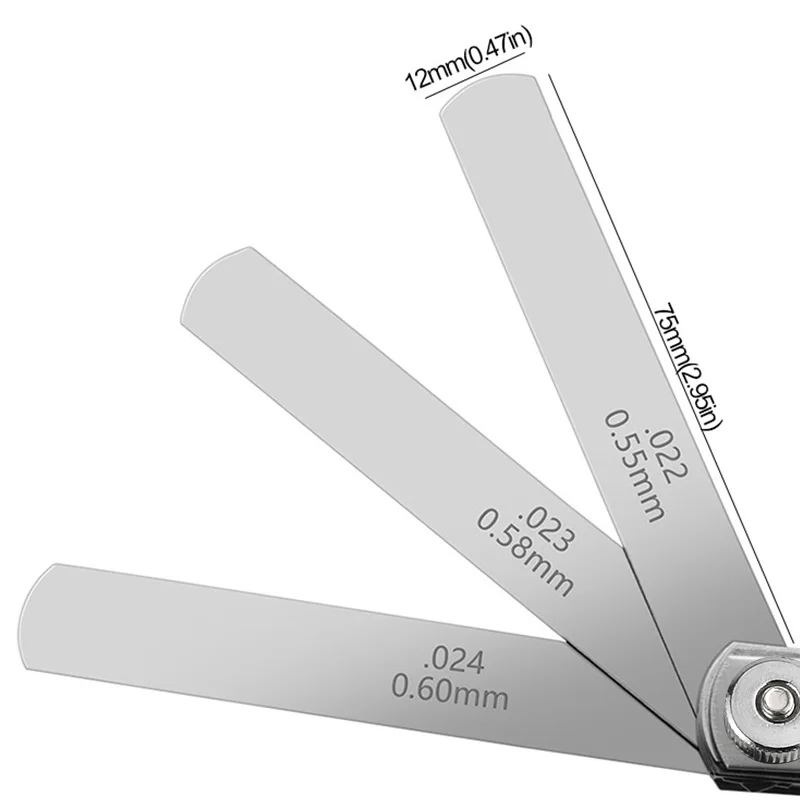 Feeler Gauge 32pcs Range Finder Feeler Gauge Valve Teaching Feeler Gauge 0.04-0.88 mm Gap Size .0015-.035 Copper Sheet
