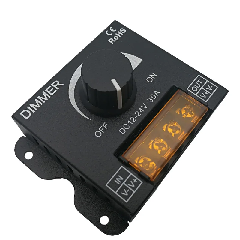 360W PWM Knob Dimmer DC12-24V 30A Single Color LED Light Strip Controller