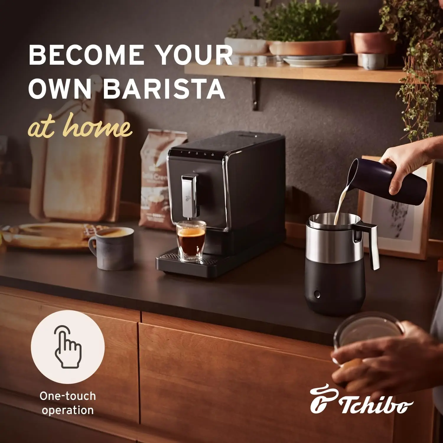 Automatic Espresso & Coffee Machine with Induction Milk Frother for Rich, Creamy Froth, Built-in Grinder, No Coffee Pods Needed,