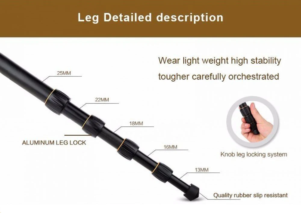 QZSD Q278 Professional Portable Aluminium Alloy Camera Travel Lightweight Tripod