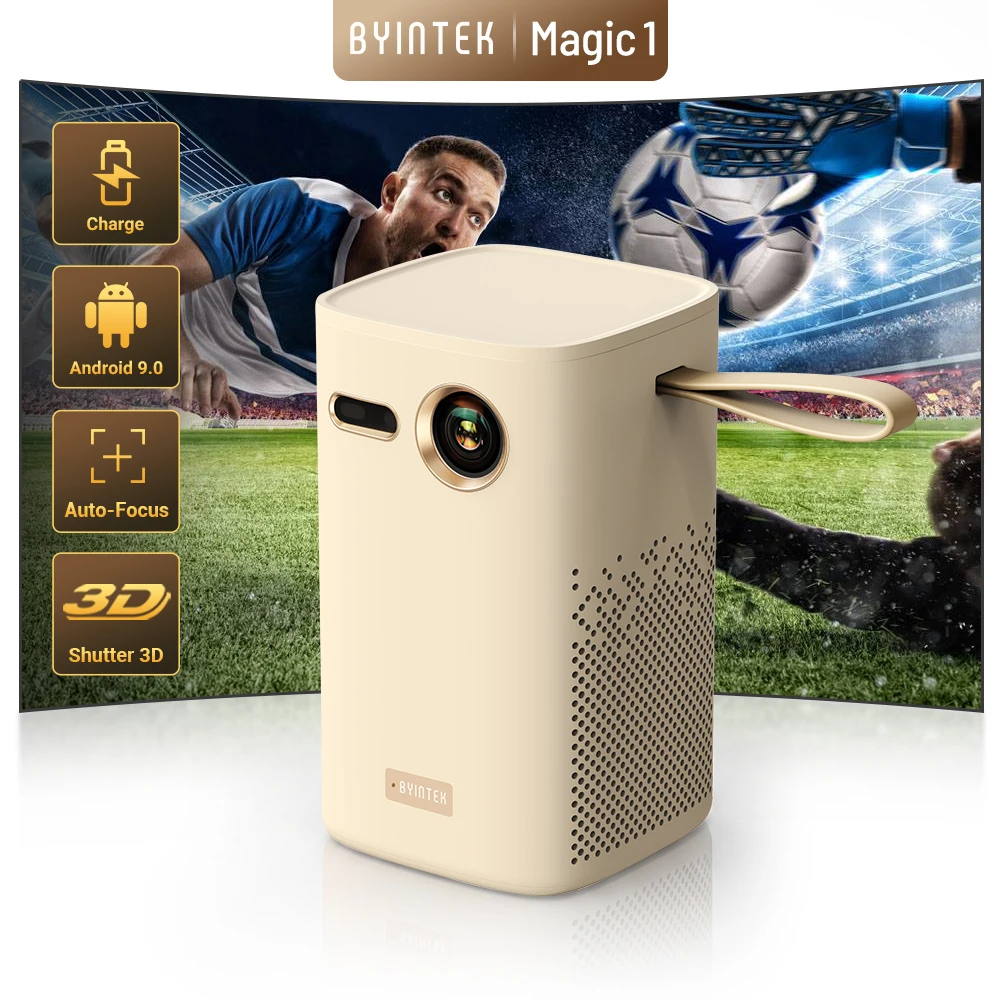 Projektor BYINTEK Magic 1 DLP 1080P 400 ANSI Android 9.0 2G+32G WiFi Bluetooth Bateria 15000mAh Projektor do kina domowego z obsługą 300 cali