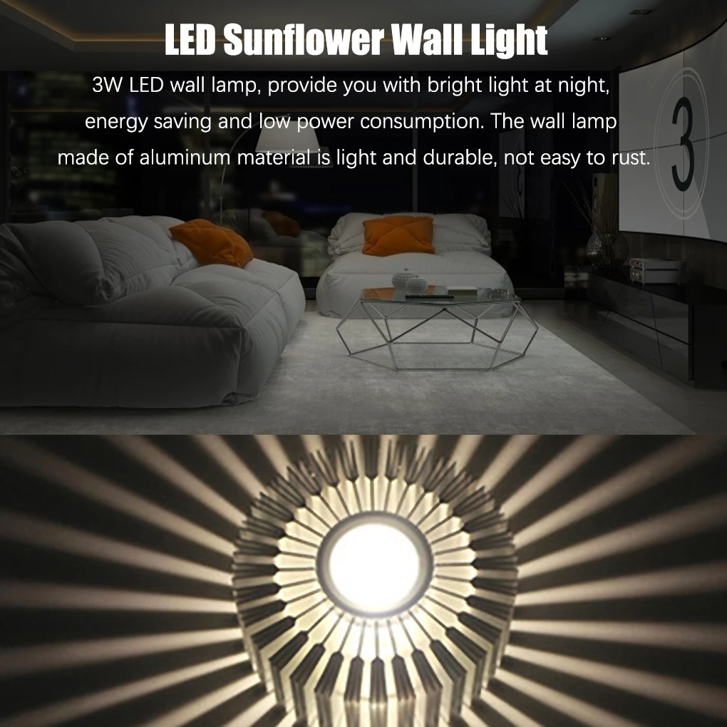 LED 벽 조명, 침실 거실 레스토랑 분위기 램프, 파란색, 3W