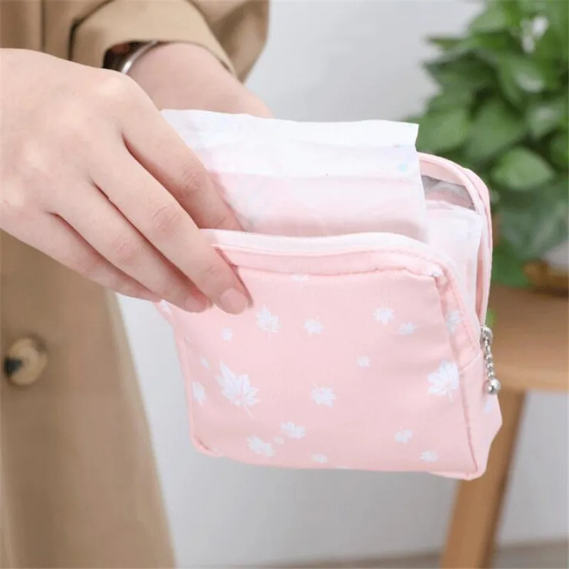 Women Sanitary Napkin Tampon Storage Bag Cute Sanitary Pad Pouches Portable Makeup Lipstick Key Earphone Data Cables Organizer 5