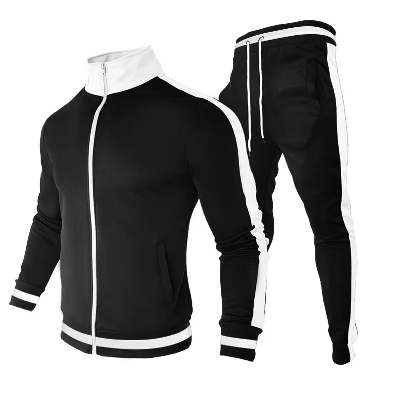 2022 Men Tracksuit Casual Brand Hoodies Men's Sets Zipper Jacket 2 Piece+Pants Striped Gym Sports Suit Male Hip Hop Streetwear 7