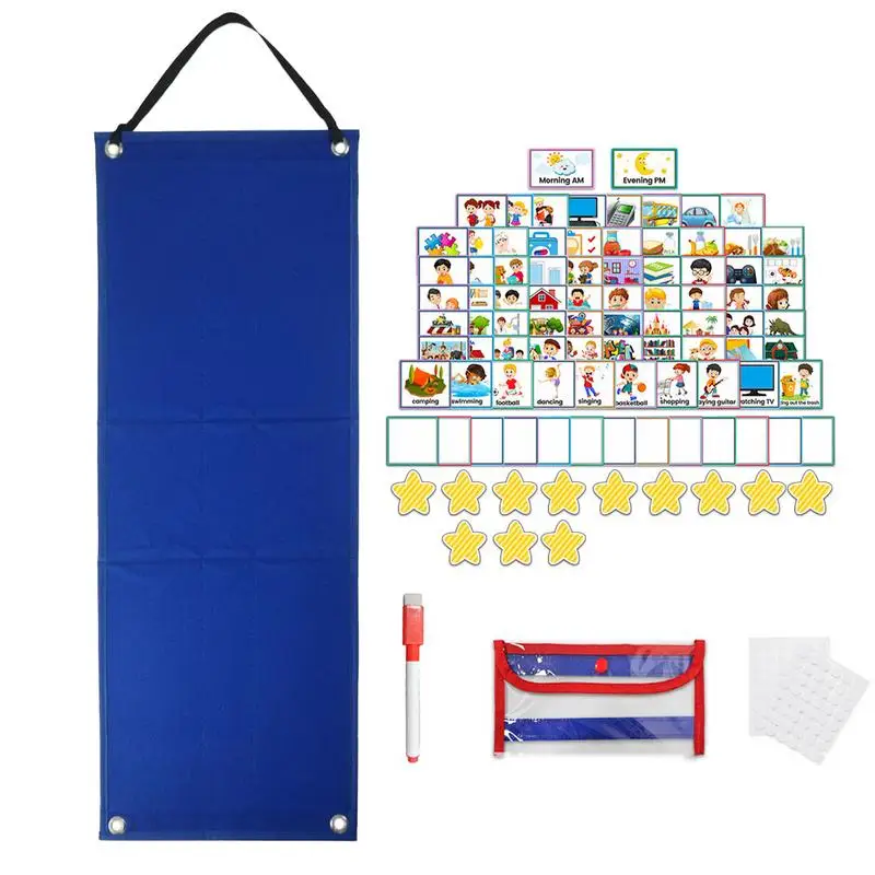 

Ежедневная Таблица стандарта для детей планировщик на стену Board для малышей ежедневный график карманная Таблица с 72 картами визуальный график для дома