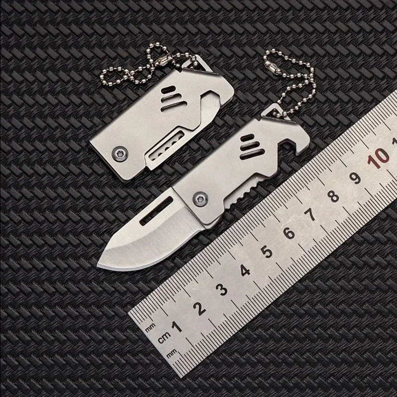 1PC Mini Folding Knife Steel Portable Camping Survival Knife Pocket Folding Knife Self-defense Keyknife Keychain Pendant 6