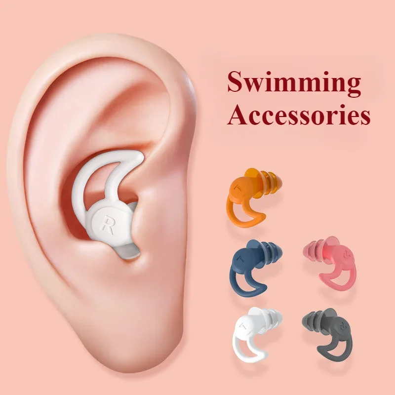【58】Silicone Earplugs Sound Insulation Earplugs Three-layer Waterproof Swimming Earplugs Super Sound Insulation Noise Reduction 2